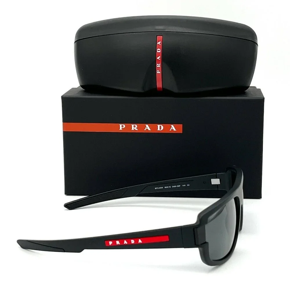 Prada Men's Black Rubber 66mm Sunglasses - Picture 4 of 5